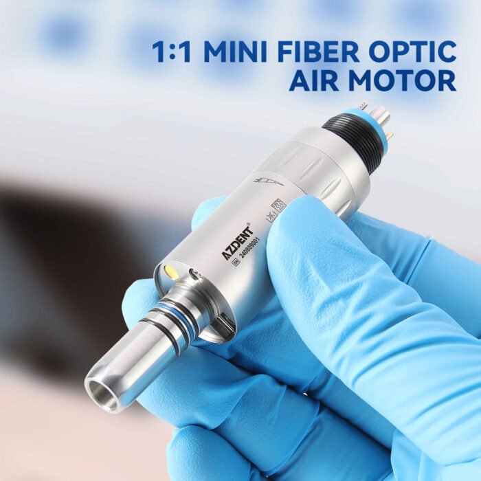 Dental Mini 4:1 Contra Angle Fiber Optic Low Speed Handpiece / Mini Fiber Optic Air Motor 6 Hole - Image 4