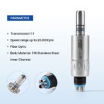 Dental Mini 4:1 Contra Angle Fiber Optic Low Speed Handpiece / Mini Fiber Optic Air Motor 6 Hole - Image 5