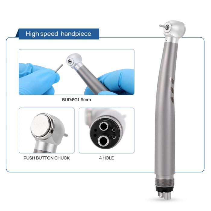Dental Stainless Body Shadowless LED E-generator High and Low Speed Handpiece 2/4 Holes - Image 3
