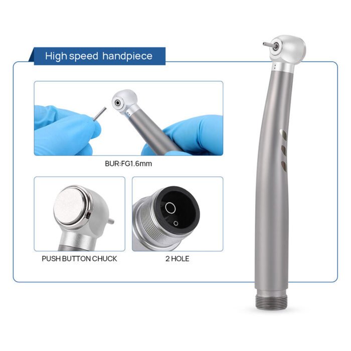 Dental High and Low Speed Handpiece Kit Stainless Body Shadowless LED E-generator 2/4 Holes - Image 10