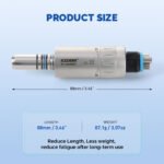 Dental Mini 4:1 Contra Angle Fiber Optic Low Speed Handpiece / Mini Fiber Optic Air Motor 6 Hole - Image 9