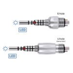 Dental LED Fiber Optic High Speed Handpiece Standard Head Push Button Three Water Spray / 4 or 6 Holes Quick Coupler - Image 5