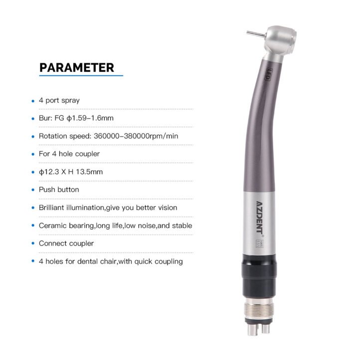 Dental E-generator LED High Speed Handpiece with Quick Coupler 4 Holes - Image 4