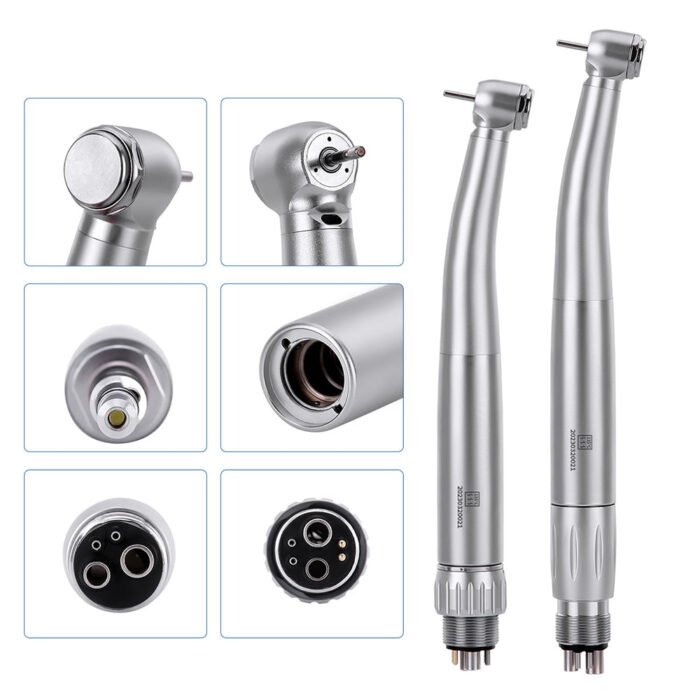 Dental LED Fiber Optic High Speed Handpiece Standard Head Push Button Three Water Spray / 4 or 6 Holes Quick Coupler - Image 2