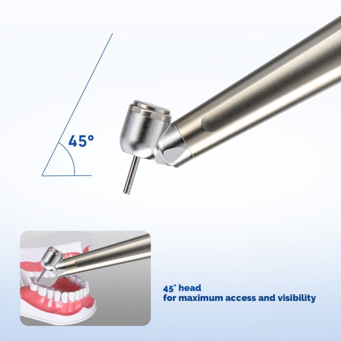 Dental 45 Degree LED High Speed Handpiece E-generator Standard Head Push Button 4 Hole - Image 5