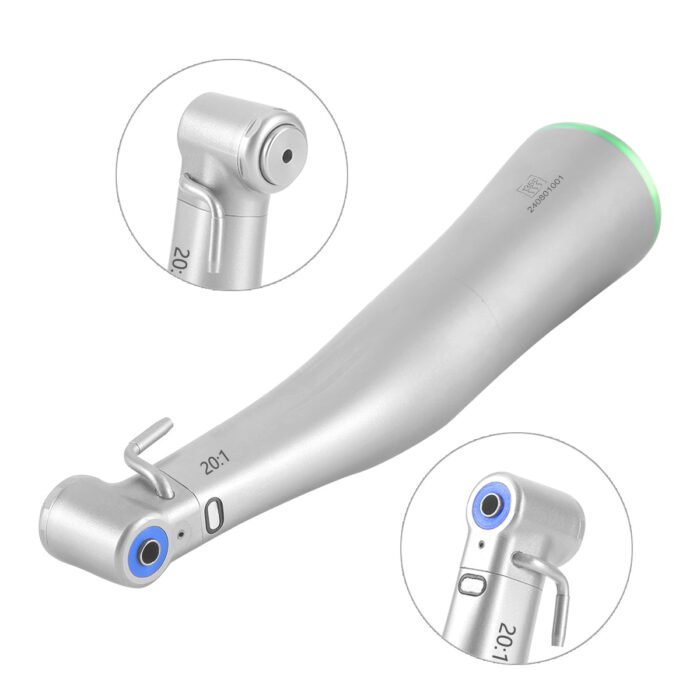 Dental LED Fiber Optic 20:1 Implant Contra Angle Low Speed Handpiece Push Button Stainless Steel Body - Image 5