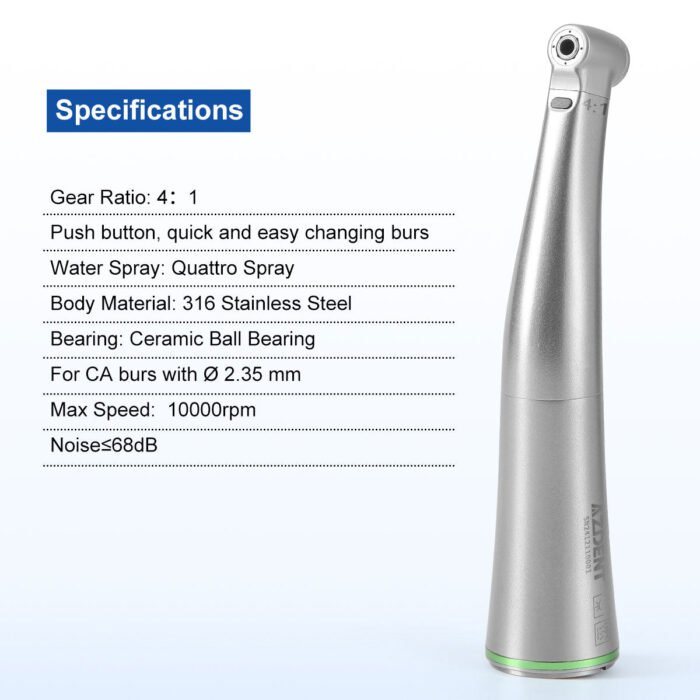 Dental Mini 4:1 Contra Angle Fiber Optic Low Speed Handpiece / Mini Fiber Optic Air Motor 6 Hole - Image 13