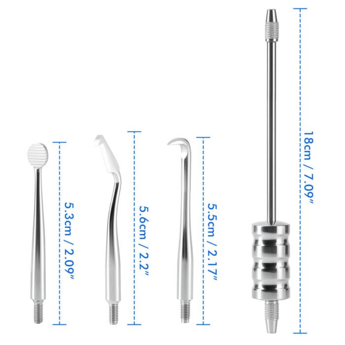 Dental Stainless Steel Manual Crown Remover Kit with 3 Attachments Tips - Image 2