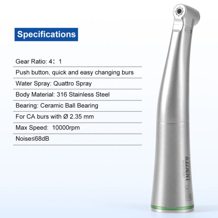 Dental 4:1 Low Speed Handpiece Contra Angle Mini Head Quattro Spray For Endo or Prophy - Image 5