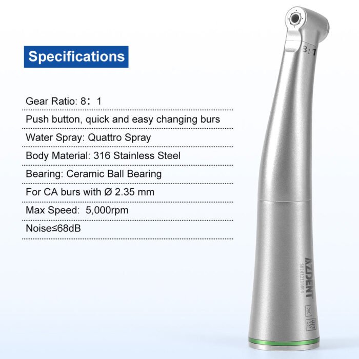Dental Mini 8:1 Low Speed Handpiece Contra Angle Quattro Spray For Endo or Prophy - Image 5
