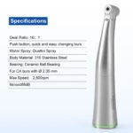 Dental Mini 16:1 Fiber Optic Contra Angle Low Speed Handpiece / Mini Fiber Optic Air Motor 6 Hole - Image 10