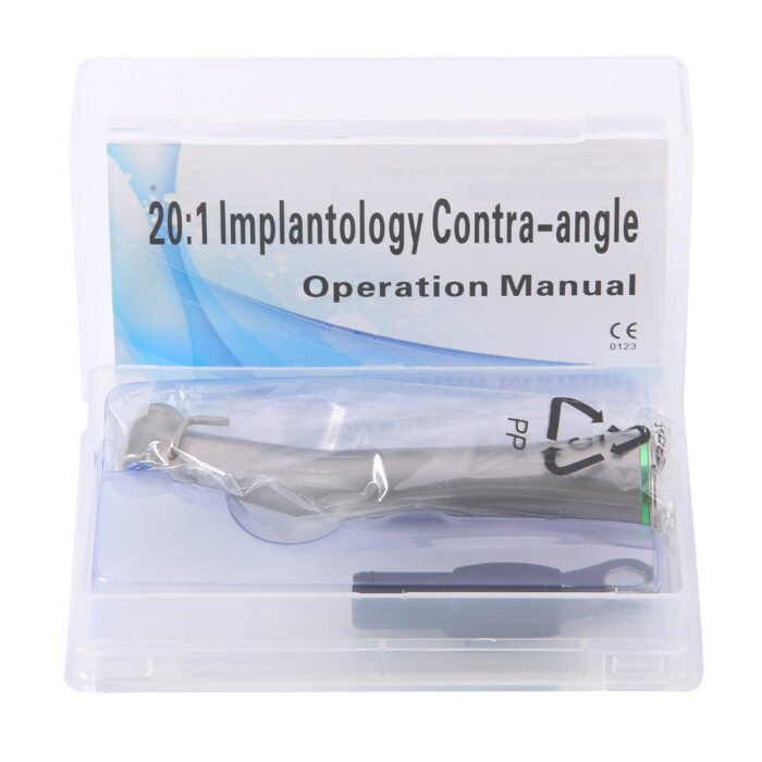 Dental LED Fiber Optic 20:1 Implant Contra Angle Low Speed Handpiece Push Button Stainless Steel Body - Image 7
