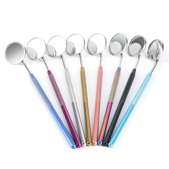Dental Colorful Mouth Mirror Stainless Steel Non-slip Handle 8pcs/Pack - Image 1