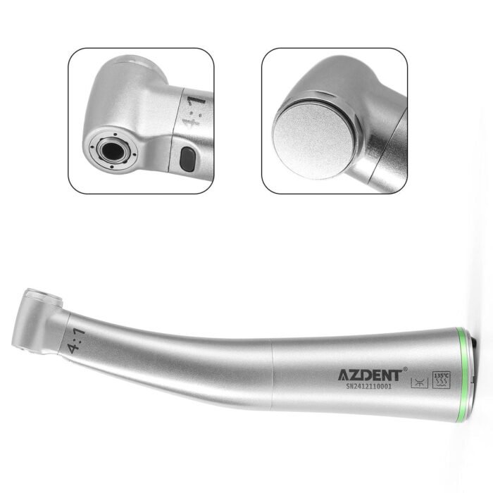 Dental Mini 4:1 Contra Angle Fiber Optic Low Speed Handpiece / Mini Fiber Optic Air Motor 6 Hole - Image 2