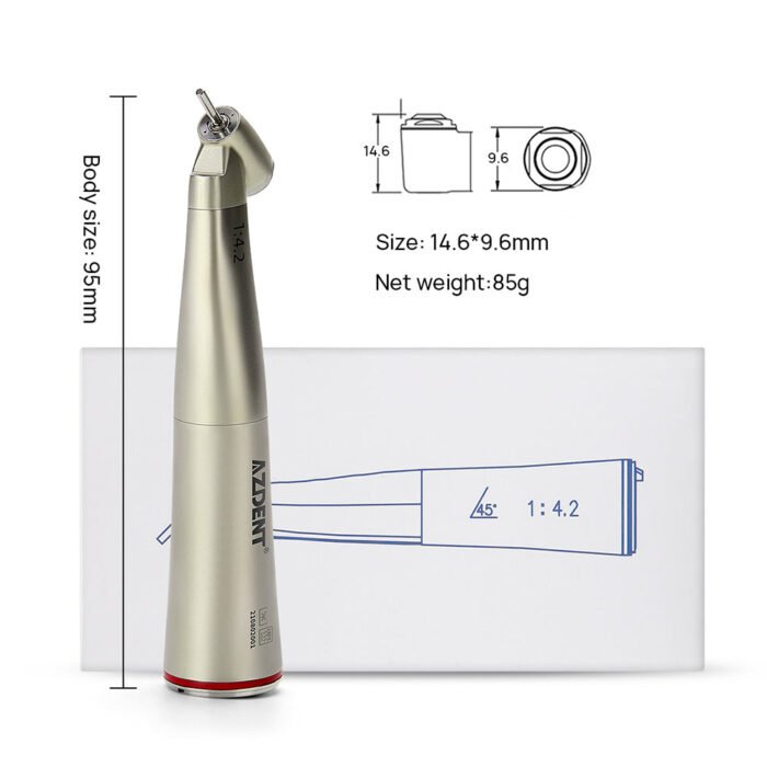 45 Degree Electric Contra Angle 1:4.2 Increasing Fiber Optic Handpiece Inner/External Water - Image 4