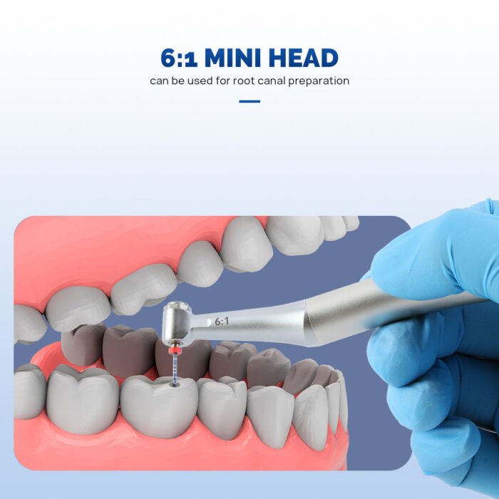Dental 6:1 Reduction Endo Handpiece Contra Angle Mini Head Push Button - Image 7