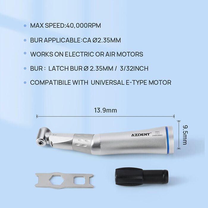 Dental 1:1 LED Contra Angle Low Speed Handpiece with E-generator Internal Spray - Image 12