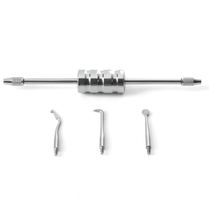 Dental Stainless Steel Manual Crown Remover Kit with 3 Attachments Tips - Image 1