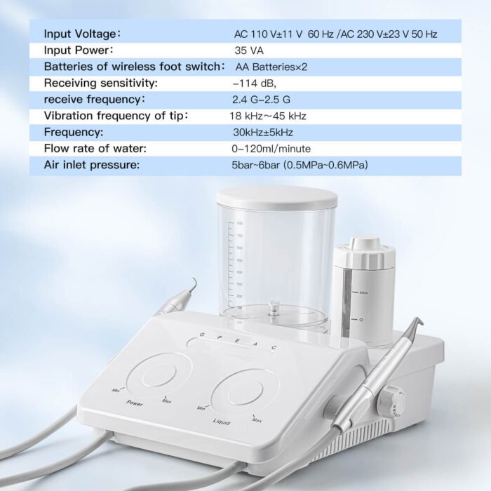Dental VRN-DQ40 Ultrasonic Scaler Air Polisher Sandblasting Periodontal Therapy System LED Handpiece - Image 9