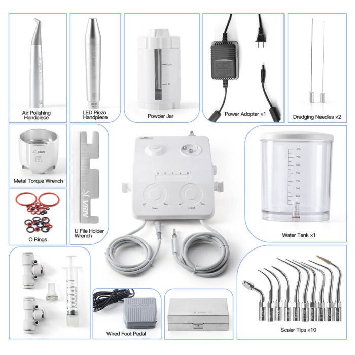 Dental VRN-DQ40 Ultrasonic Scaler Air Polisher Sandblasting Periodontal Therapy System LED Handpiece - Image 2