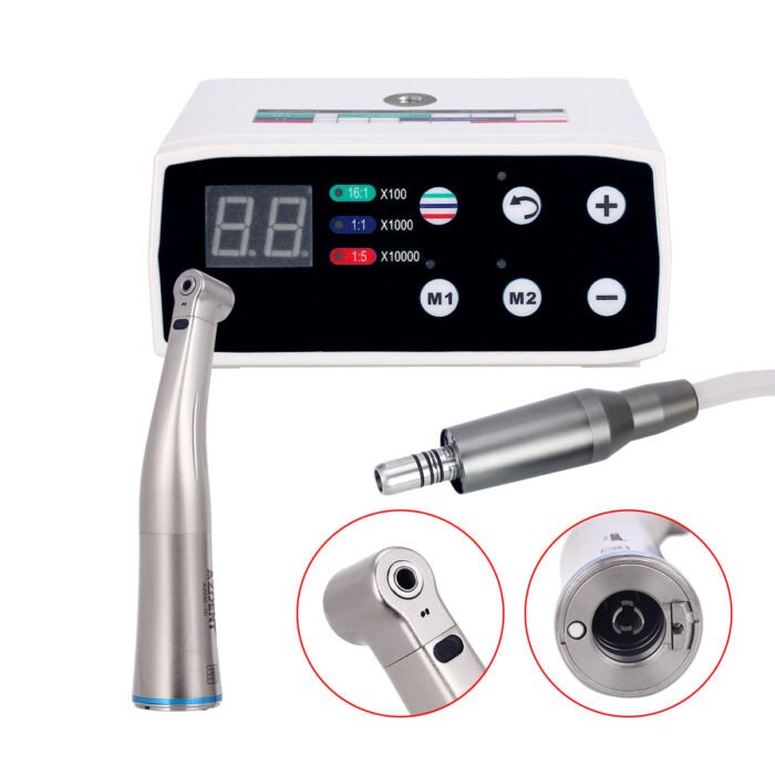 LED Brushless E Type Electric Internal Micro Motor & 1:1 LED Fiber Optic Push Contra Angle Handpiece - Image 3