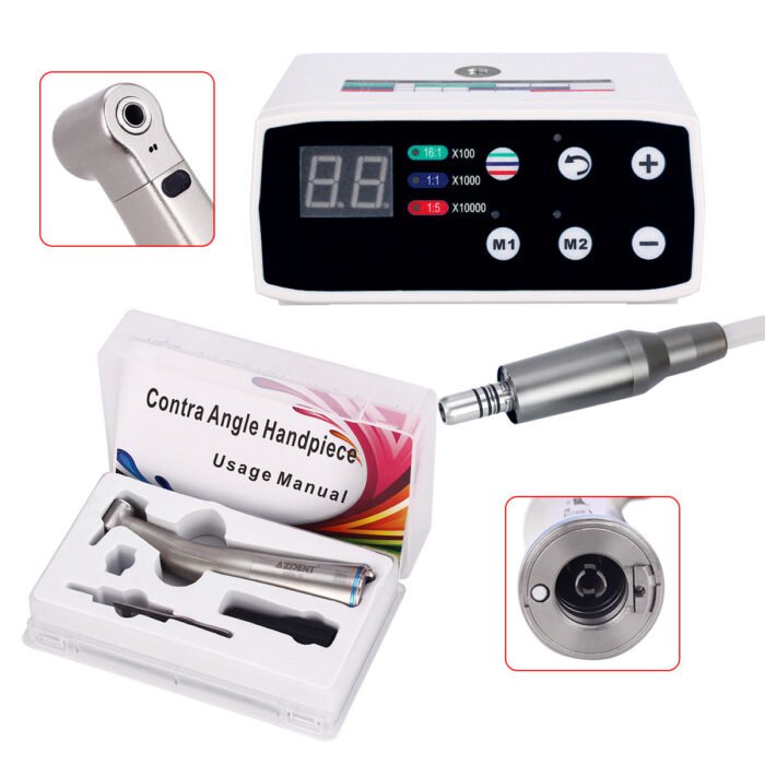 LED Brushless E Type Electric Internal Micro Motor & 1:1 LED Fiber Optic Push Contra Angle Handpiece - Image 4