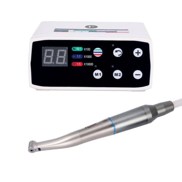 LED Brushless E Type Electric Internal Micro Motor & 1:1 LED Fiber Optic Push Contra Angle Handpiece - Image 1