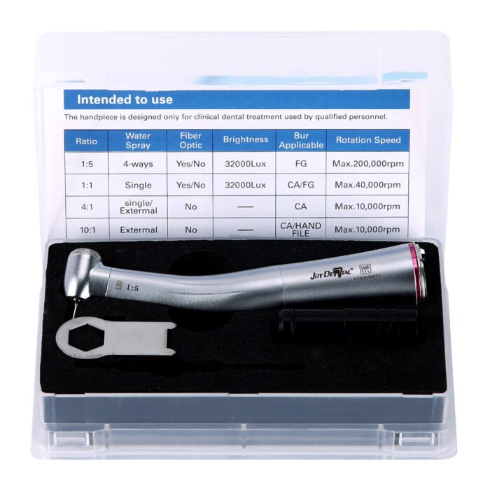 Dental 1:5 Increasing Electric Fiber Optic Contra Angle Handpiece Internal Four Way Spray - Image 2